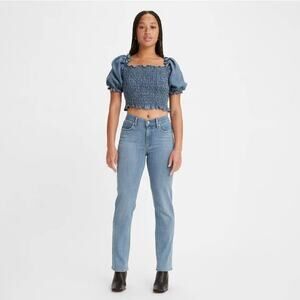 Levi’s Classic Straight Denim Jeans Women’s 16 Short Mid Rise Medium Wash NEW